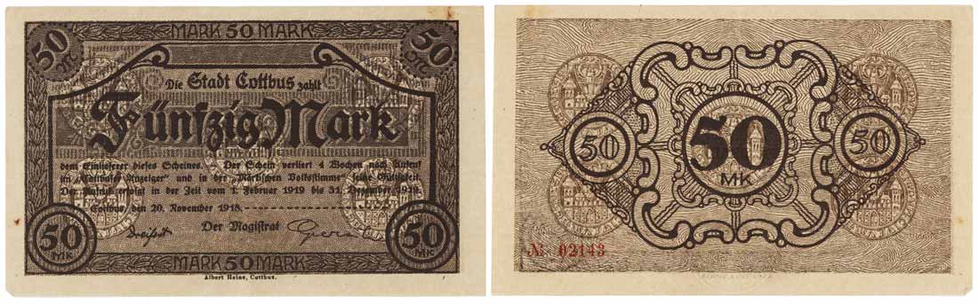 Notgeld Cottbus, 50 Mark