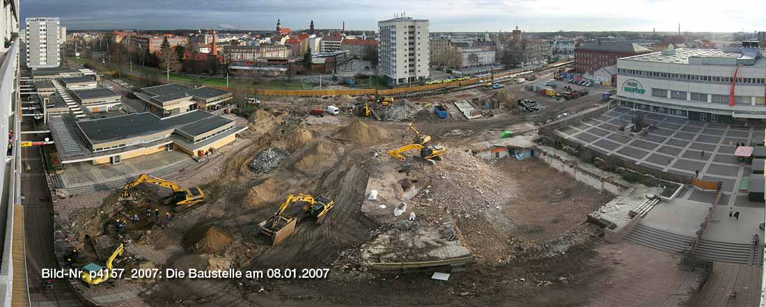 Die Baustelle in der Cottbuser Stadtpromenade am 08.01.2007